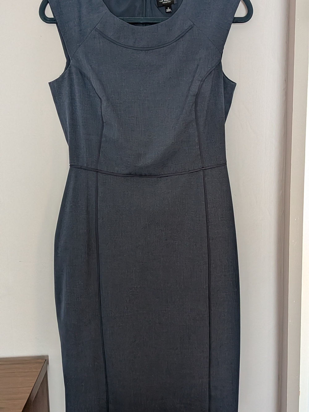 The Limited Sleeveless Midi Sheath Dress in Charcoal Gray